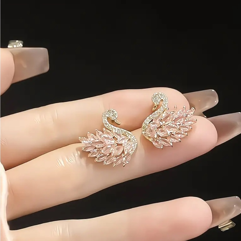 Light Yellow Zircon Swan Earrings
